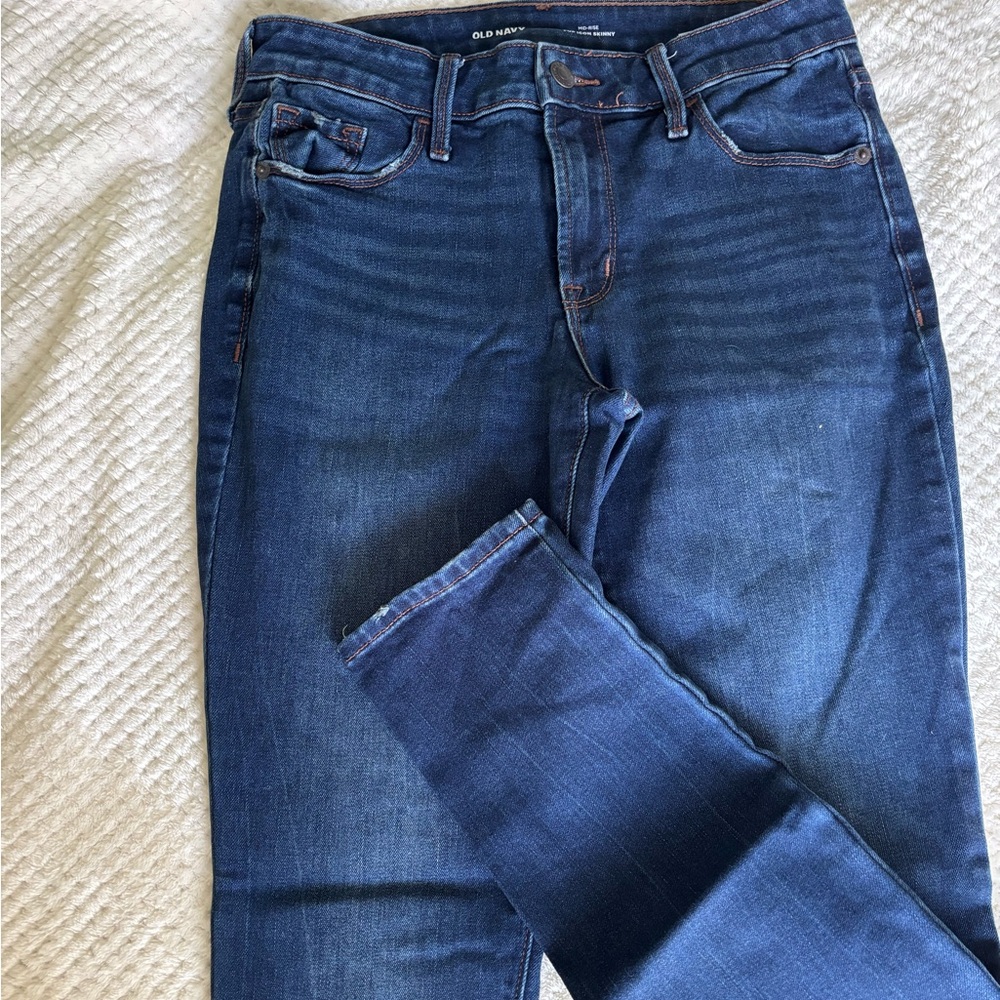 Old Navy Dark Blue Women's Straight Leg Jeans|| Pop Icon Skinny-Mid Rise